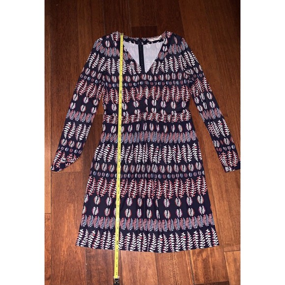 Tory Burch Mini Dress Women's Small Viscose Fantasy Navy V Neck Long Sleeve‎ Zip - Picture 5 of 5